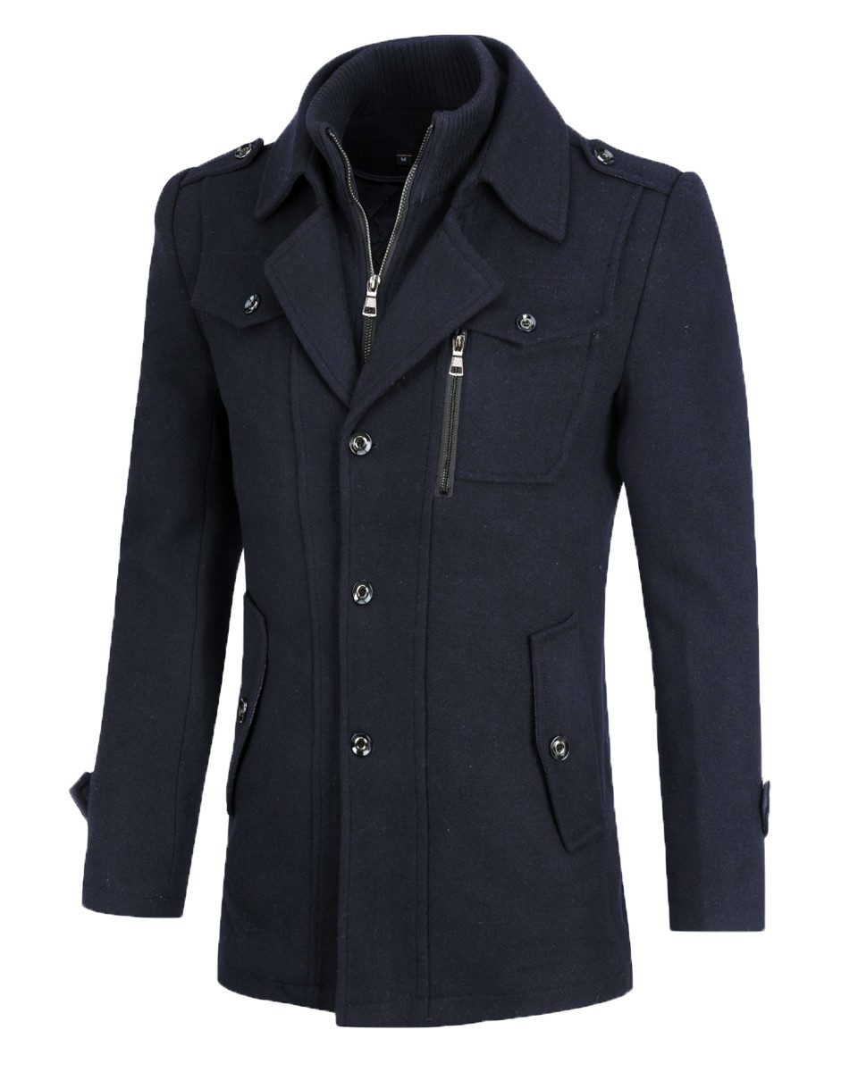 Allthemen Kurzmantel mit Doppelkragen Herren Wintermantel warmer Doppelkrag günstig online kaufen