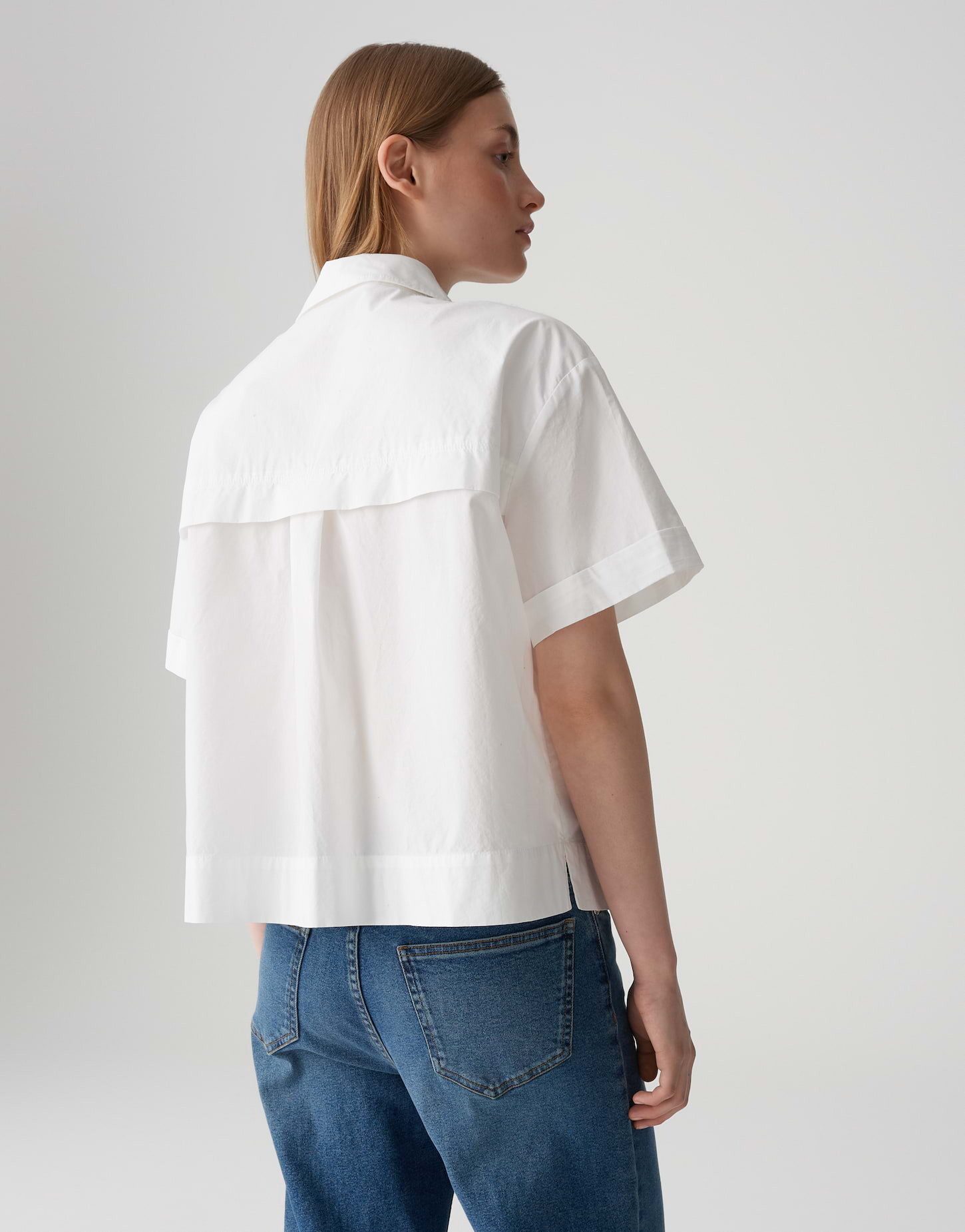 OPUS Kurzarmbluse FIOLA Loose aus Baumwollpopeline