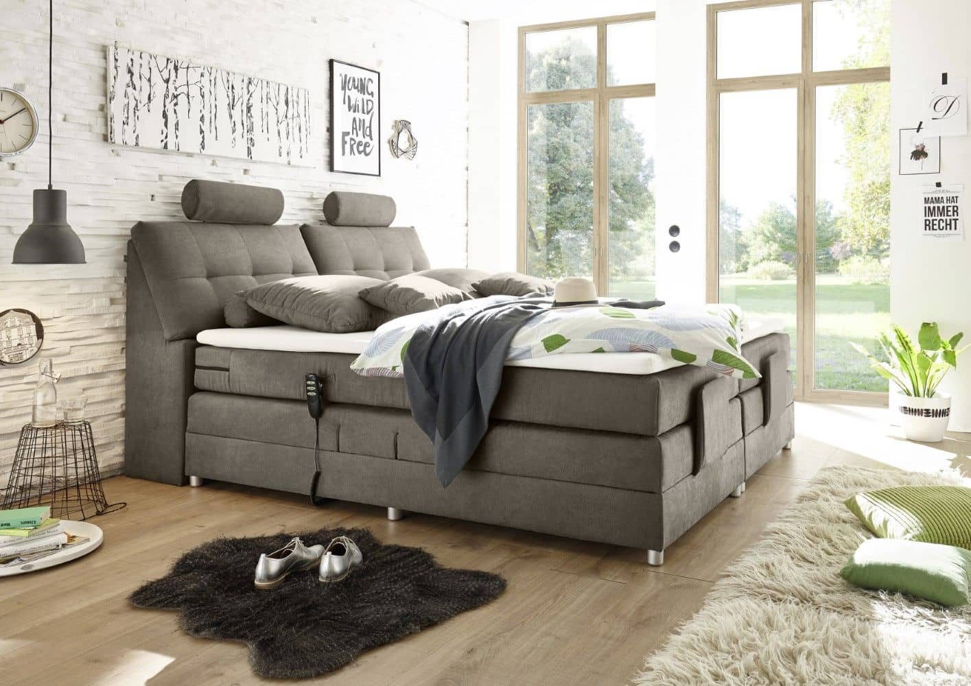 ED EXCITING DESIGN Boxspringbett Palermo 120/180x200 Elektrofunktion & 7-Zonen-TTFK-Matratze + Topper (Komplettbett mit Motor & Stauraum, inkl. Matratze, Topper, Unterbox), Elektrisches Kopf- & Fußteil, 7-Zonen-TTFK-Matratze & T25-Topper