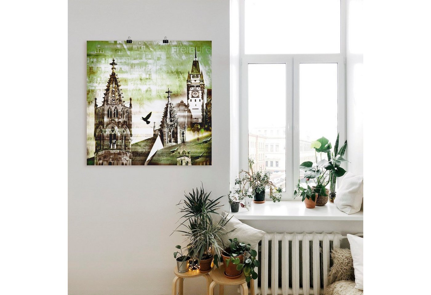 Artland Wandbild »Freiburg Skyline Abstrakte Collage«, Architektonische Elemente (1 Stück), in vielen Größen & Produktarten -Leinwandbild, Poster, Wandaufkleber / Wandtattoo auch für Badezimmer geeignet-kaufen