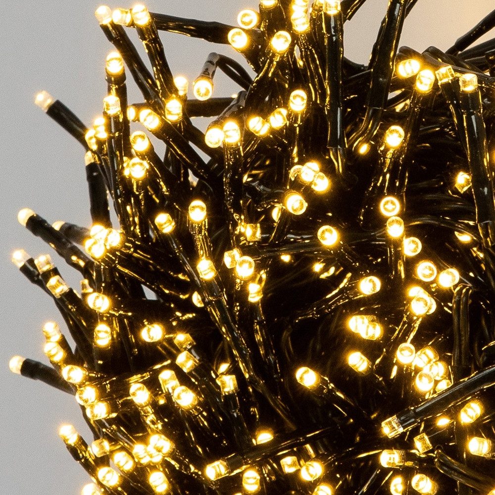 ECD Germany LED-Lichterkette Weihnachtsbeleuchtung Weihnachtslichterkette Christbaumbeleuchtung, Cluster Lichterkette 576 LEDs 4m für Innen & Außen IP44 Warmweiß