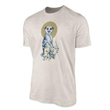 Sinus Art T-Shirt Herren Shirt 100% gekämmte Bio-Baumwolle T-Shirt Aquarell Erdmännchen Blumen Motiv Nachhaltig Ökomo (1-tlg)