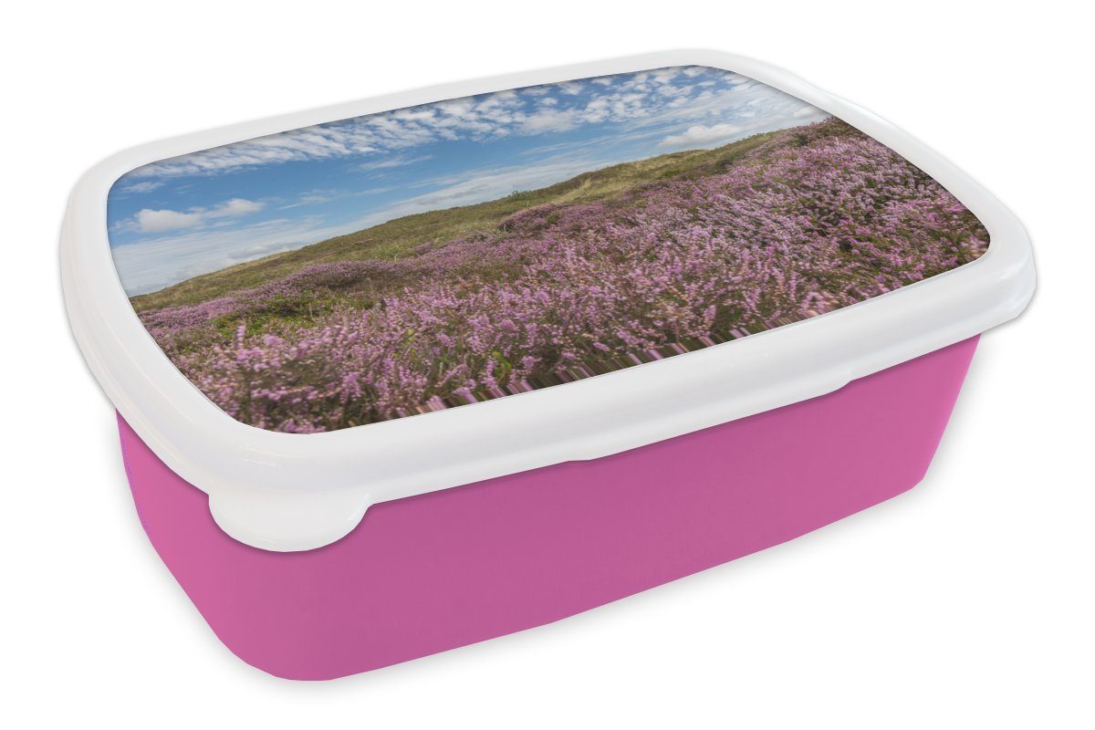 Blume Brotdose Kunststoff Watteninseln, Kunststoff, Erwachsene, rosa Lunchbox Kinder, Mädchen, Düne MuchoWow (2-tlg), Brotbox für - - Snackbox,