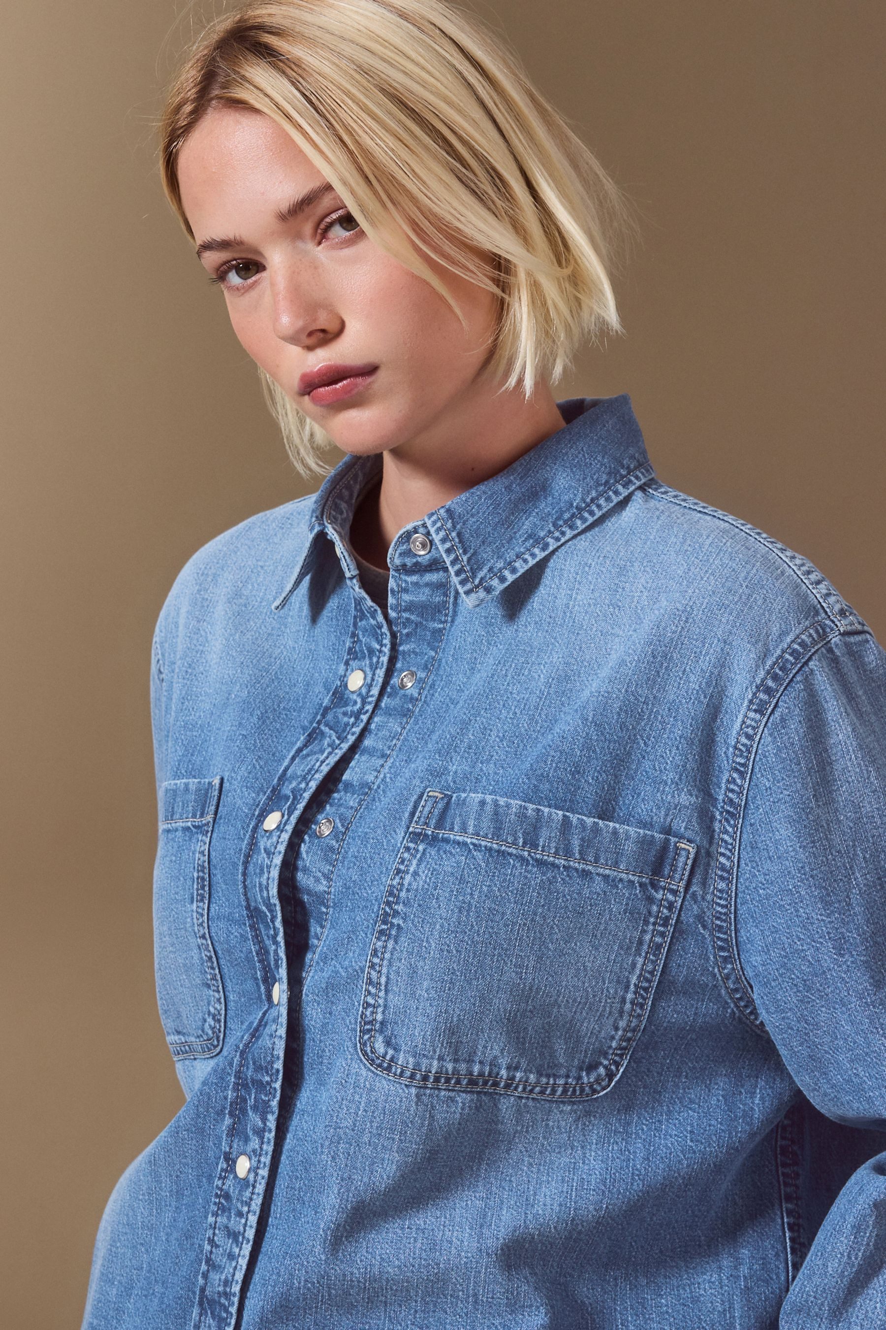 Next Langarmhemd Langärmeliges Denim-Hemd (1-tlg) – Bild 5 von 5