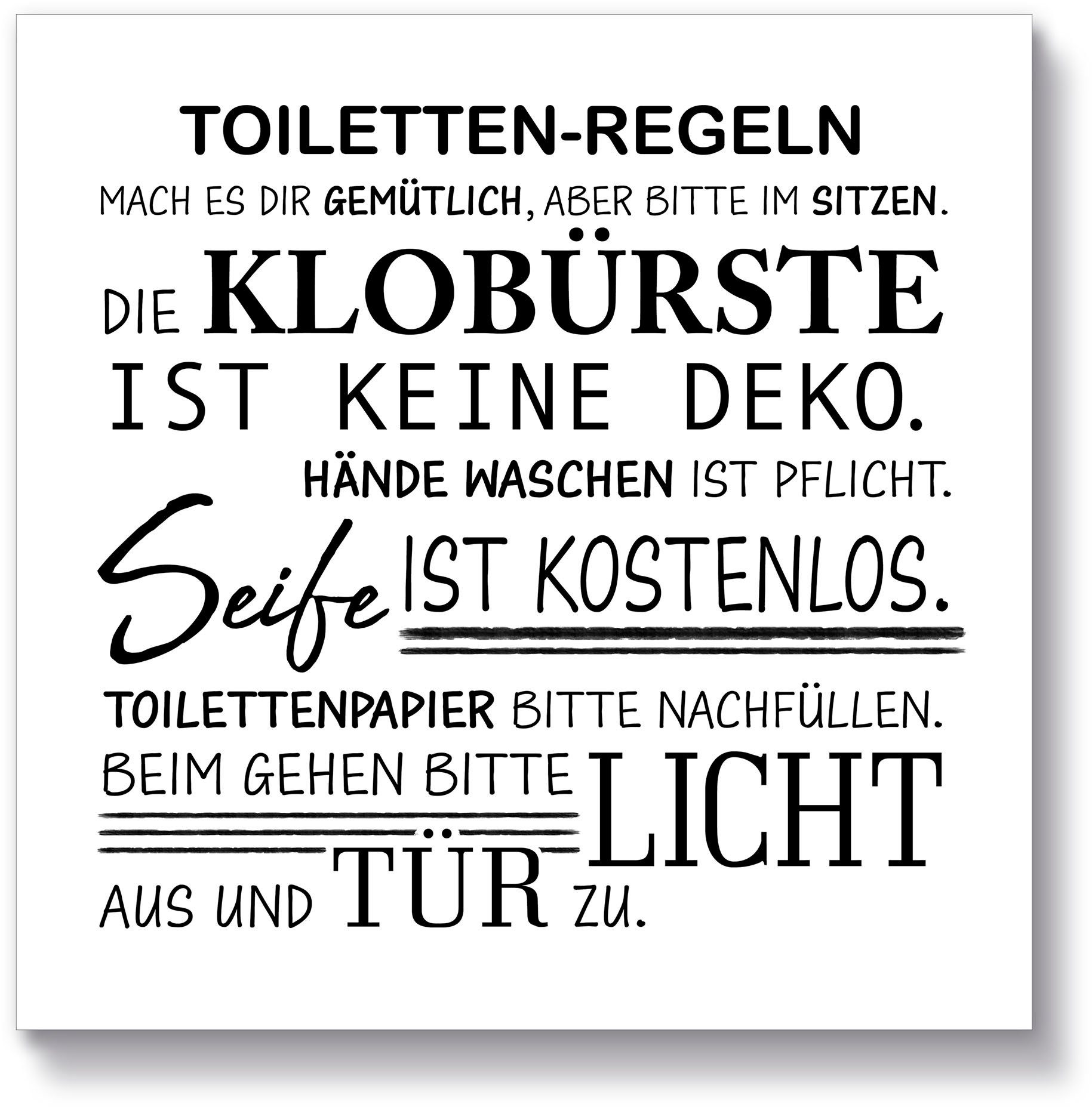 Artland Holzbild Toilettenregeln, Sprüche & Texte günstig online kaufen