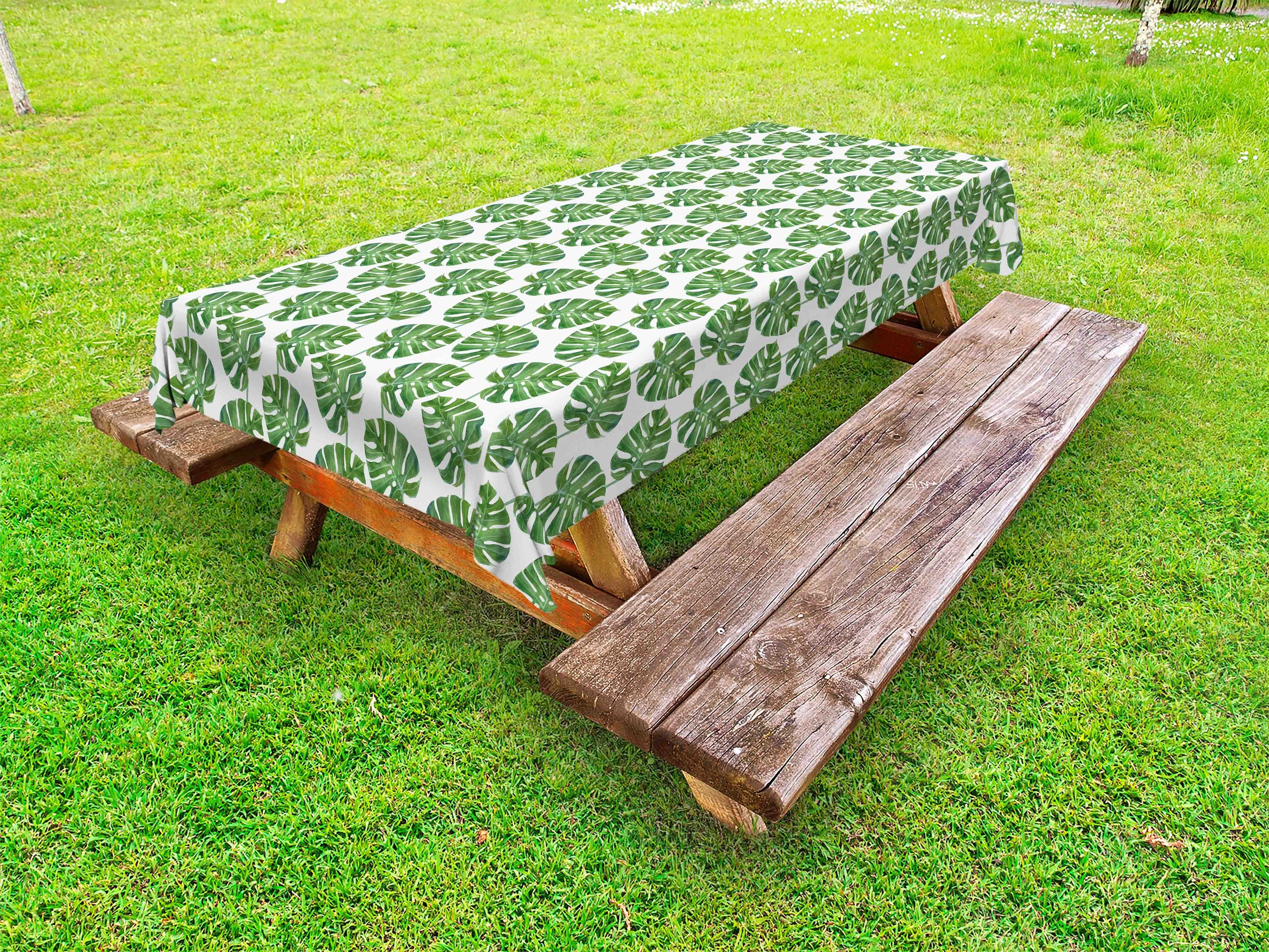 Abakuhaus Tischdecke dekorative waschbare Picknick-Tischdecke, Jungle Leaves Big Monstera Wedeln