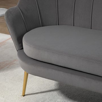 HOMCOM 2-Sitzer Sofa, Set 1 Teile, 2-Sitzer Stoffsofa, Grau, 133 x 63 x 75 cm