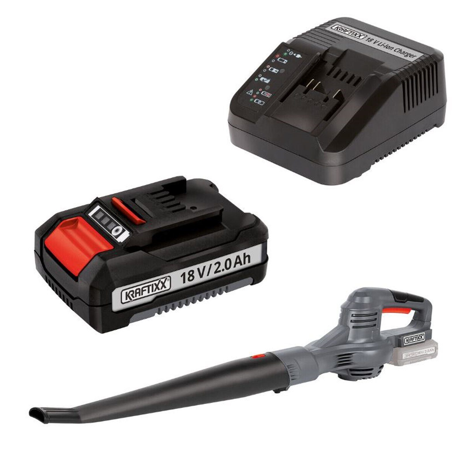KRAFTIXX® Akku-Laubbläser KRAFTIXX by Einhell Akku Laubbläser KX-ALB 1821 Li Kit 18V inkl. Akku, (Komplett Set, 1 St), handliche Größe