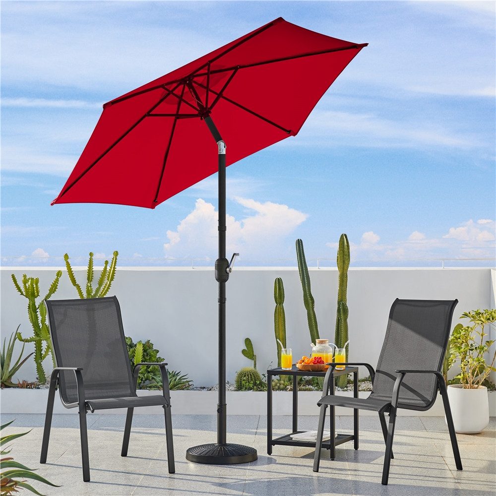 Yaheetech Sonnenschirm Φ 226/269/294 cm, Garten- und Marktschirm mit 6 Metallstreben für Balkon/Terrasse/Garten