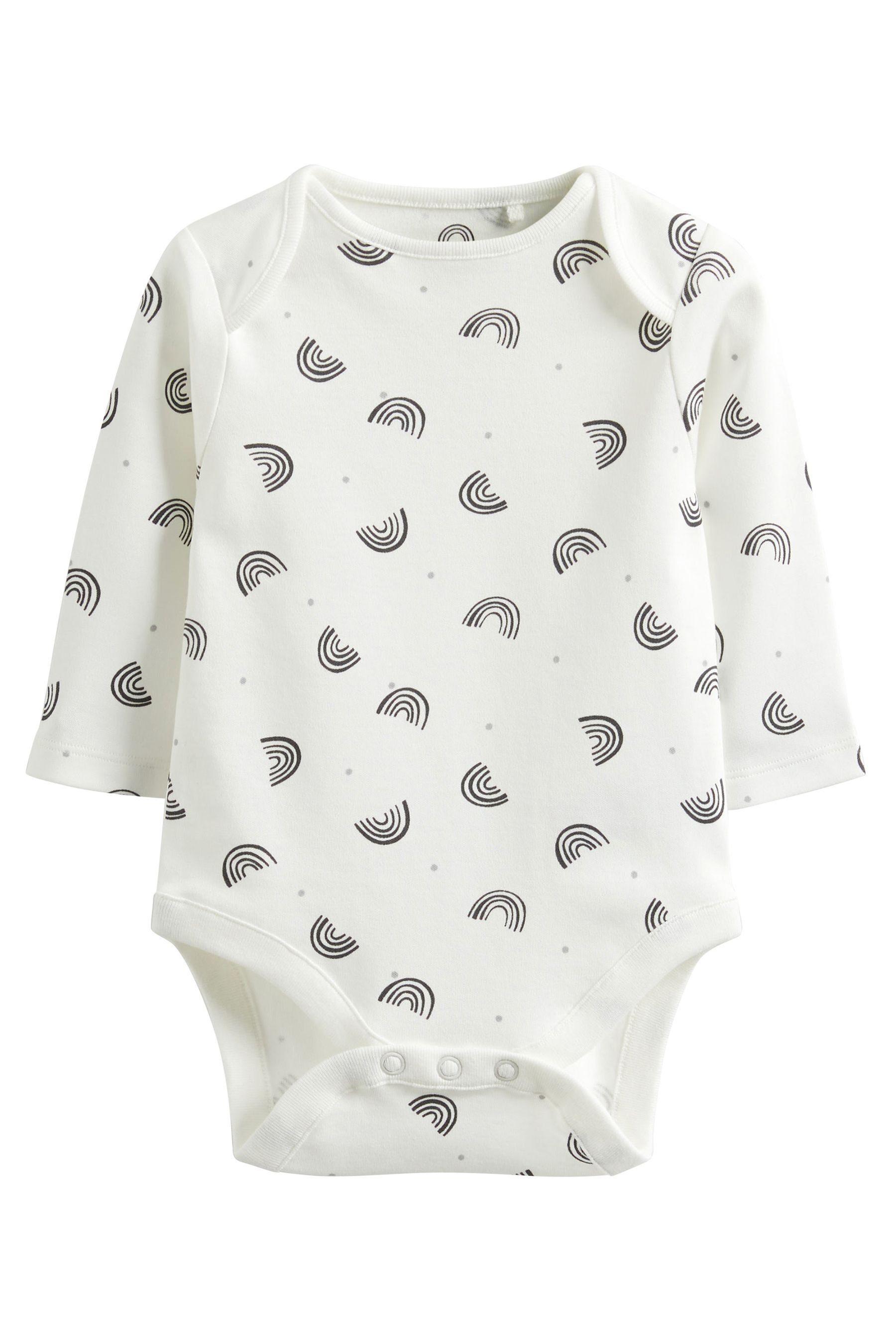 Langarmbody (4-tlg) Next im Monochrome gemusterte 4er-Pack Babybodys Langärmelige