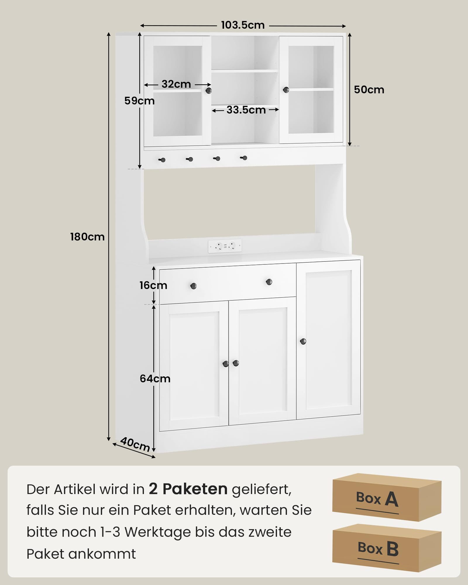 MSMASK Küchenbuffet Küchenschrank Sideboard mit LED, günstig online kaufen