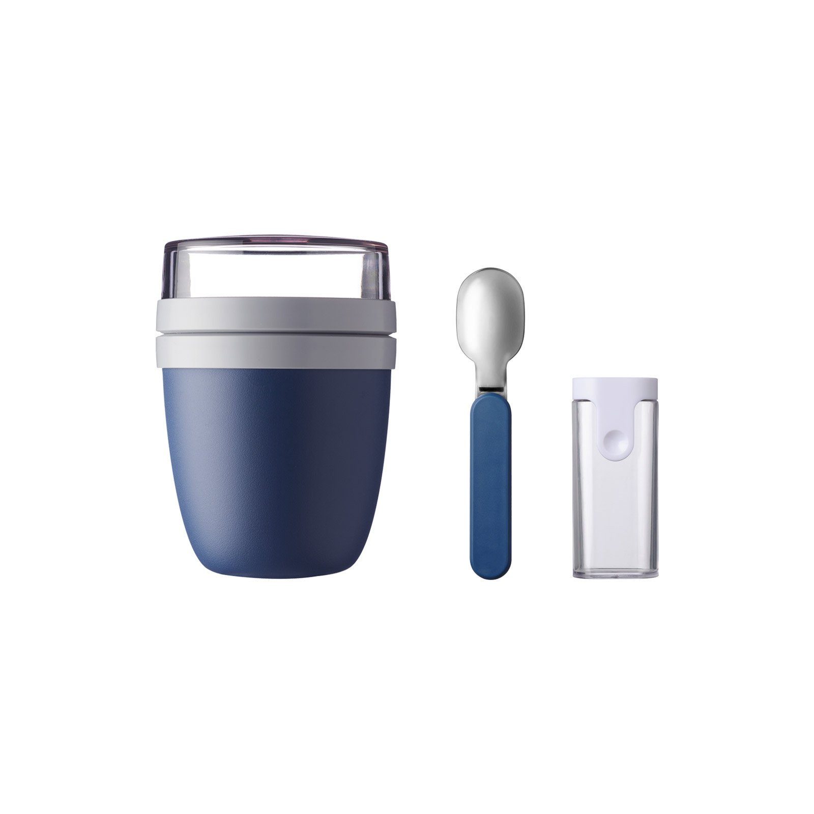 Mepal Lunchbox Ellipse Lunchpot + Faltbarer Löffel 500 + 200 ml, Material-Mix, (3-tlg) Nordic Denim