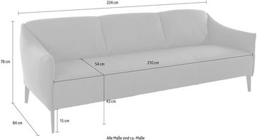 W.SCHILLIG 3-Sitzer sally, mit Metall-Winkelfüßen in Schwarz pulverbeschichtet, Breite 224 cm