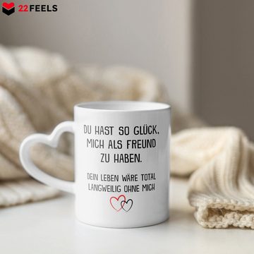 22Feels Tasse Freundin Geschenk Jahrestag Sie Valentinstag Frauen 1 Jahr Weihnachten, Keramik, Made In Germany, Spülmaschinenfest, Herzhenkel