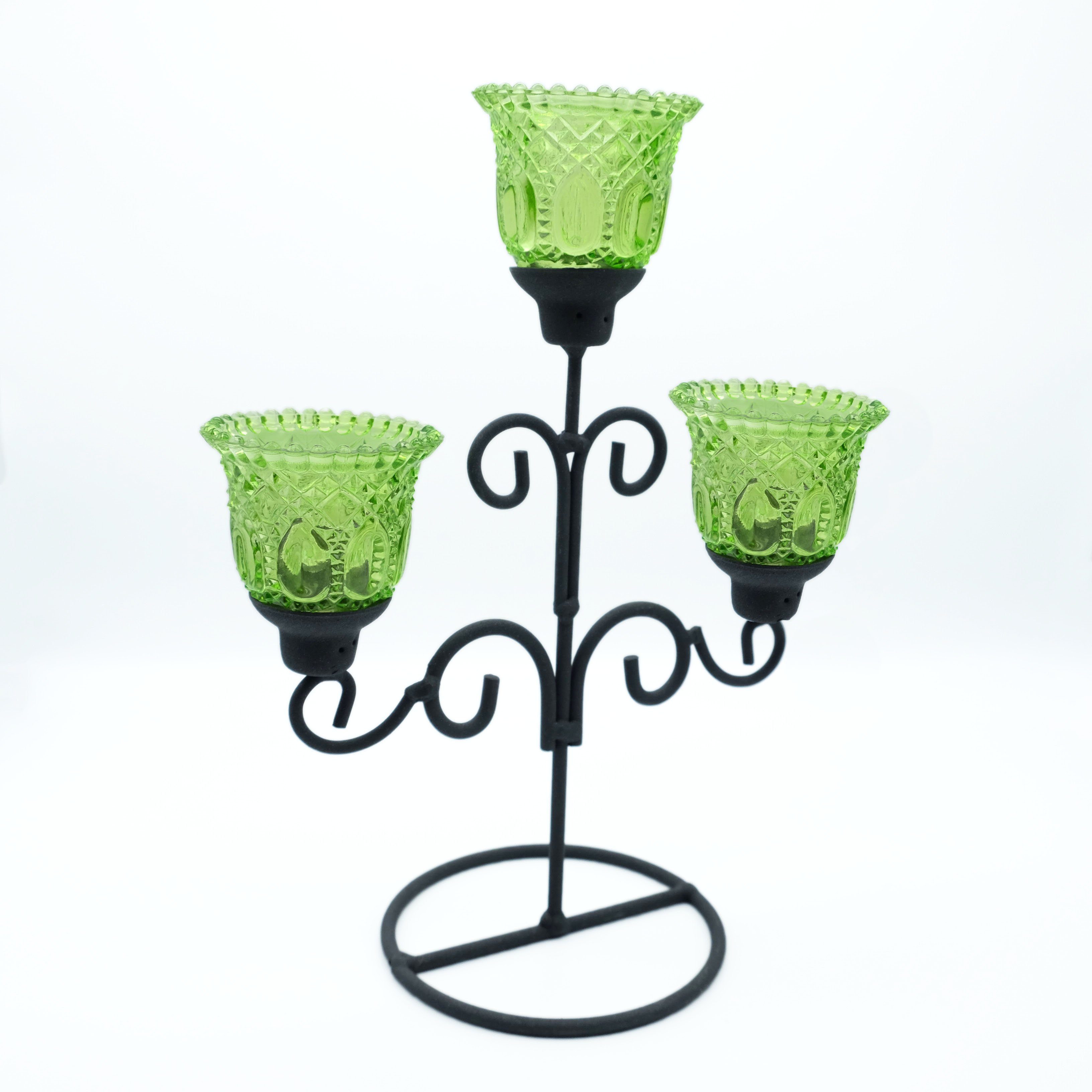 DeColibri Kerzenständer Kerzenständer, schwarz, Metall, 3-armig, standfest, für Kerzen und Teelichte geeignet