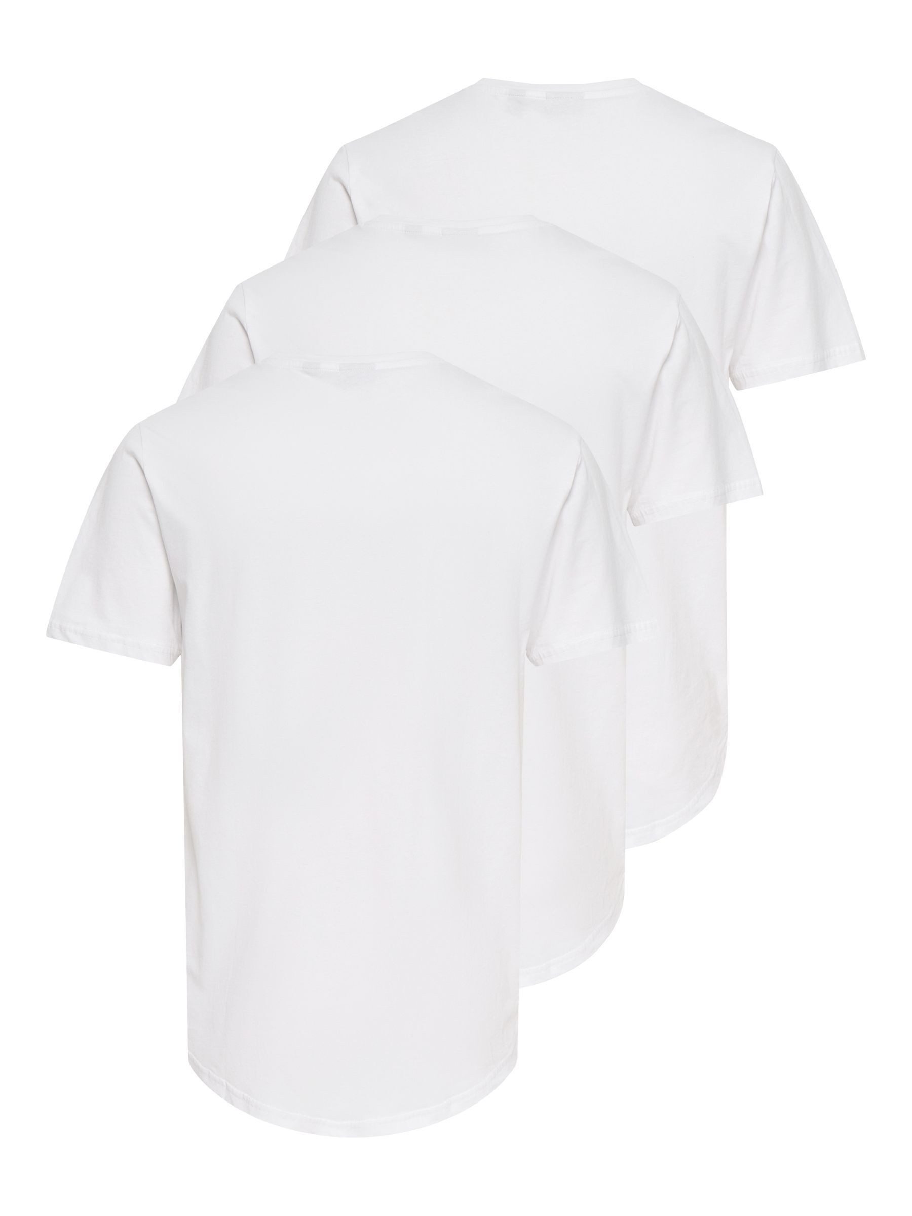 ONLY & SONS Rundhalsshirt ONSMATT LONGY SS TEE 3-PACK (Packung, 3-tlg) Baumwolle, lang geschnitten