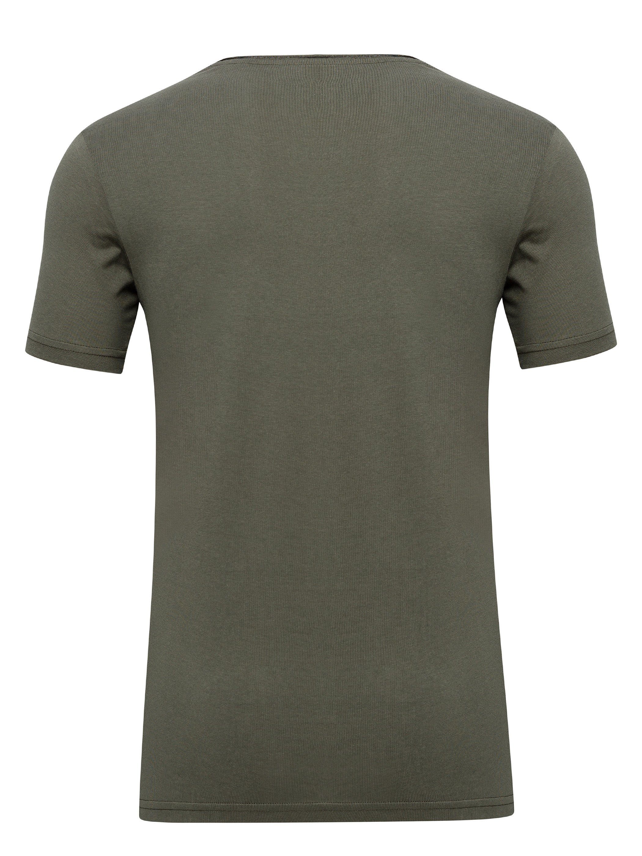 WOTEGA T-Shirt Nasus (1-tlg) Neck Tee Forest night Crew Basic (190414)