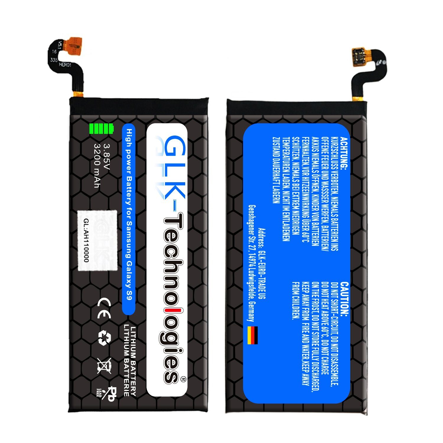 GLK-Technologies High Power Ersatzakku kompatibel mit Samsung Galaxy S9 SM-G960F/DS EB-BG960ABE Smartphone-Akku 3200 mAh (3.85 V)