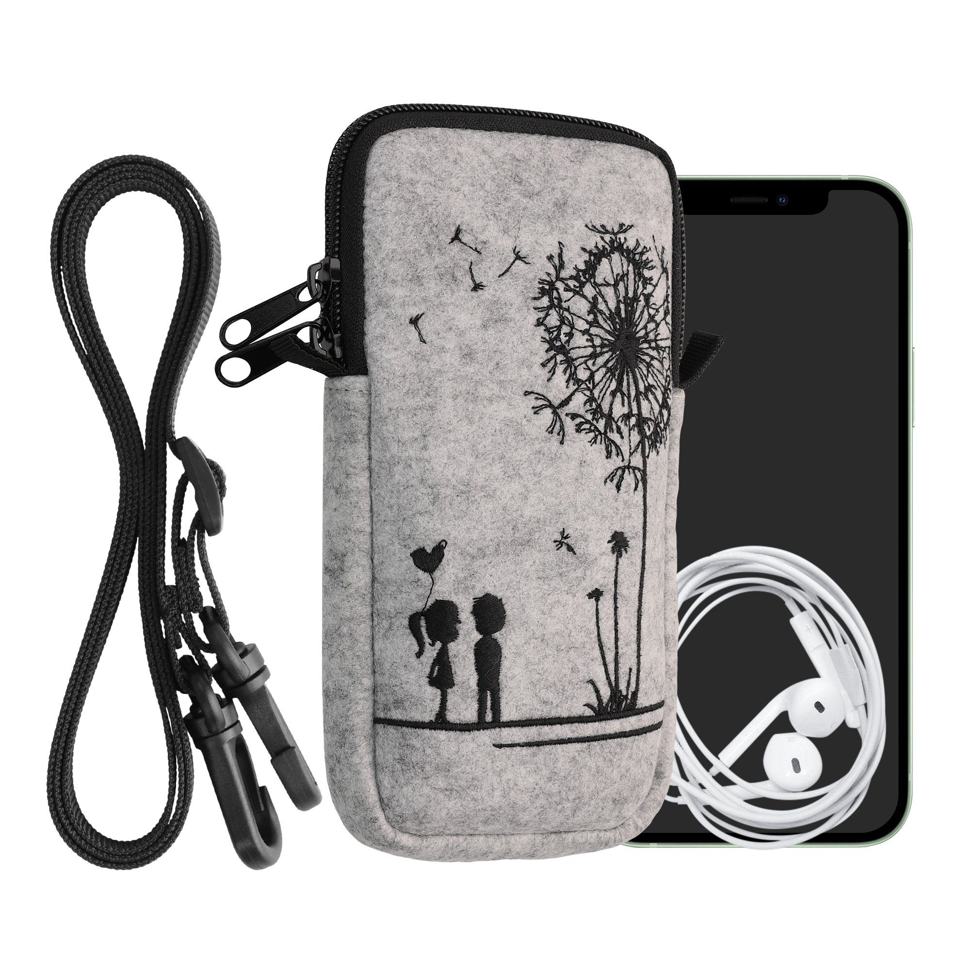 kwmobile Handytasche Handytasche für Smartphones XL - 6,7/6,8" (1-tlg), Filz Handy Hülle - Tasche mit Kette 17,2 x 8,4 cm Innenmaße