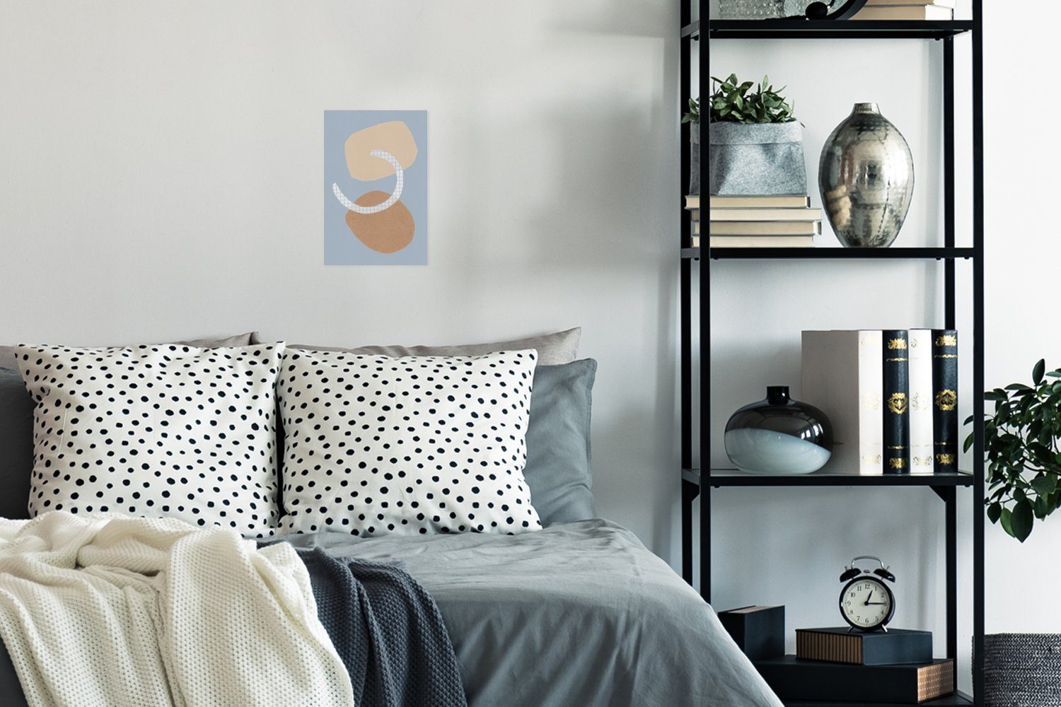 Wandposter Quadrate - Wohnzimmer, Ohne Pastell Poster, - MuchoWow Rahmen St), (1 - Formen für - Blau Poster Abstrakt, Wandbild,