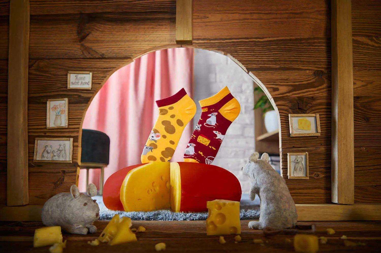 Many Mornings Sneakersocken Many Mornings Sneaker Mouse and Cheese (1 Paar, 1-Paar, 1 Paar) immer ein dismatching Paar