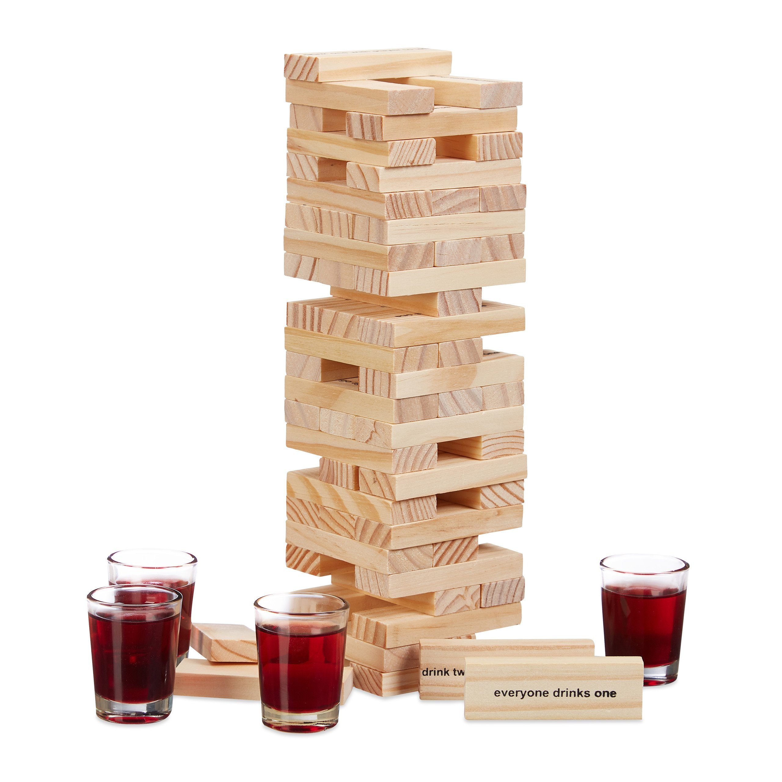 relaxdays Spiel, Wackelturm Trinkspiel "Drunken Tower"
