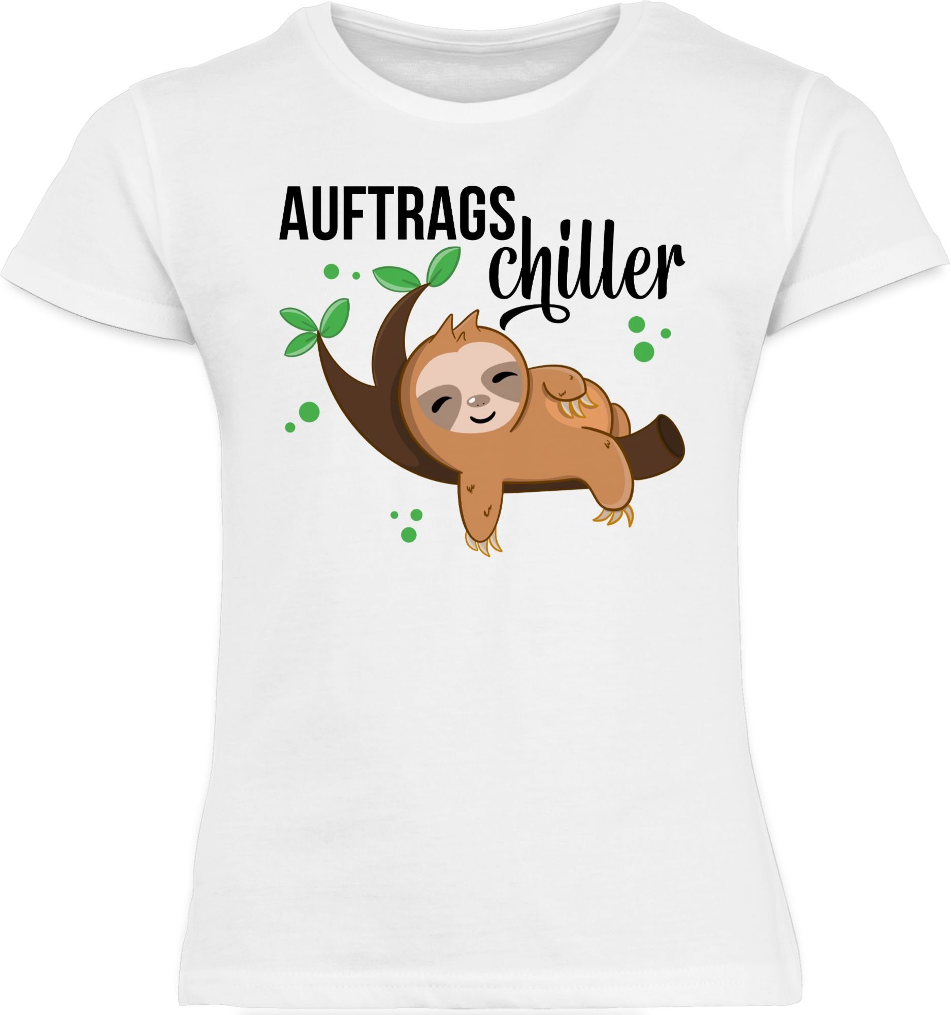 Tiermotiv mit schwarz Auftragschiller T-Shirt Shirtracer Faultier Animal 2 Print Weiß