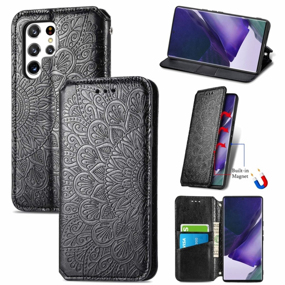 König Design Handyhülle Samsung Galaxy S22 Ultra 5G, Schutzhülle Schutztasche Case Cover Etuis Wallet Klapptasche Bookstyle