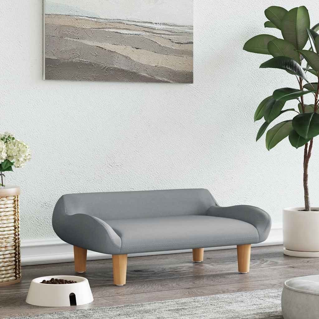 furnicato Hundebett Hellgrau 70x40x24 cm mit Massivholz Rahmen, Gewebe, Weich gepolstertes Haustier-Sofa mit Schaumstoff für kleine Hunde