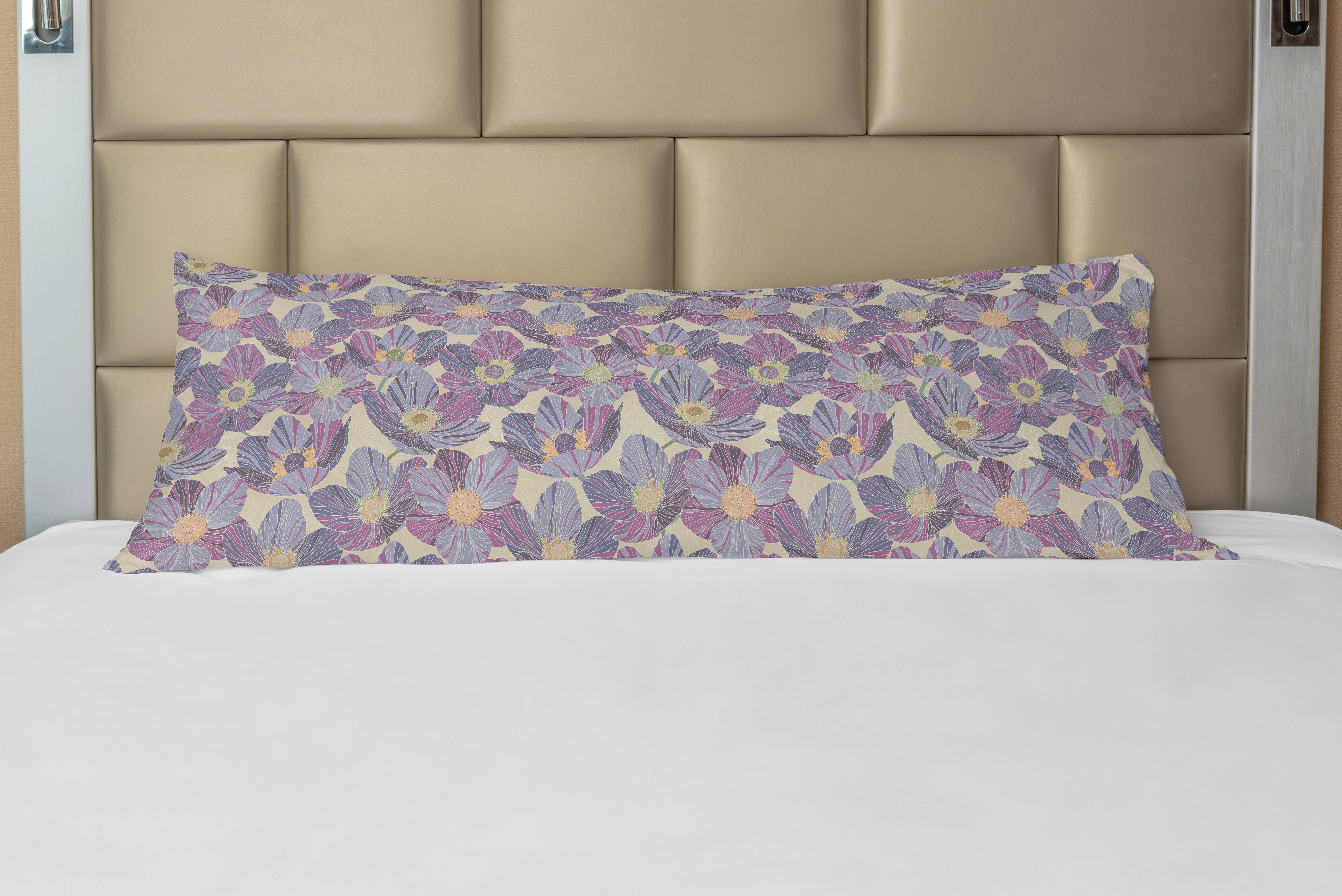 Seitenschläferkissenbezug Deko-Akzent Langer Kissenbezug, Abakuhaus, Blumen Vintage Design violette Blume