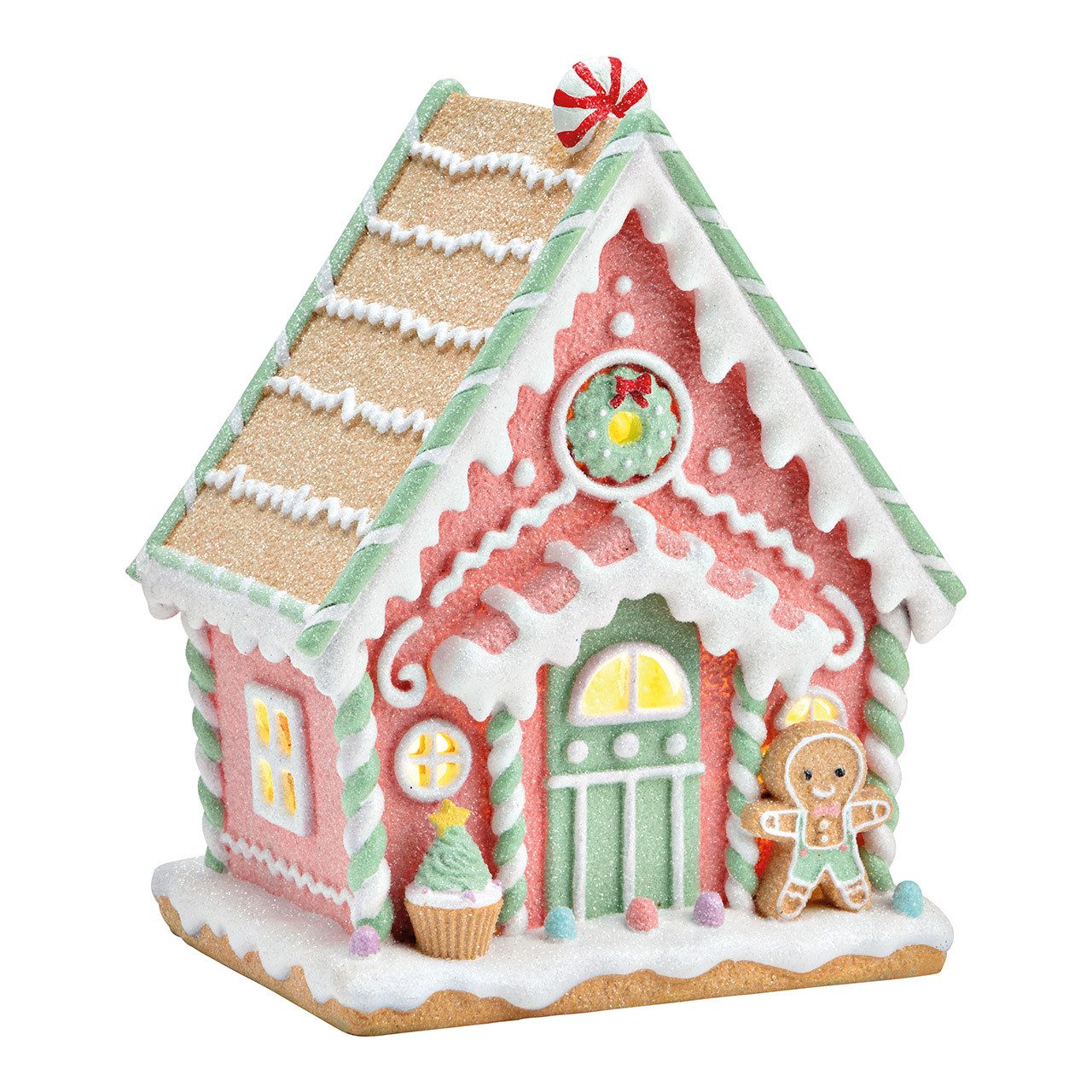 Wurm Weihnachtsfigur 10041637 - Lebkuchenhaus aus Poly, 19 x 24 x 15 cm (1 St)