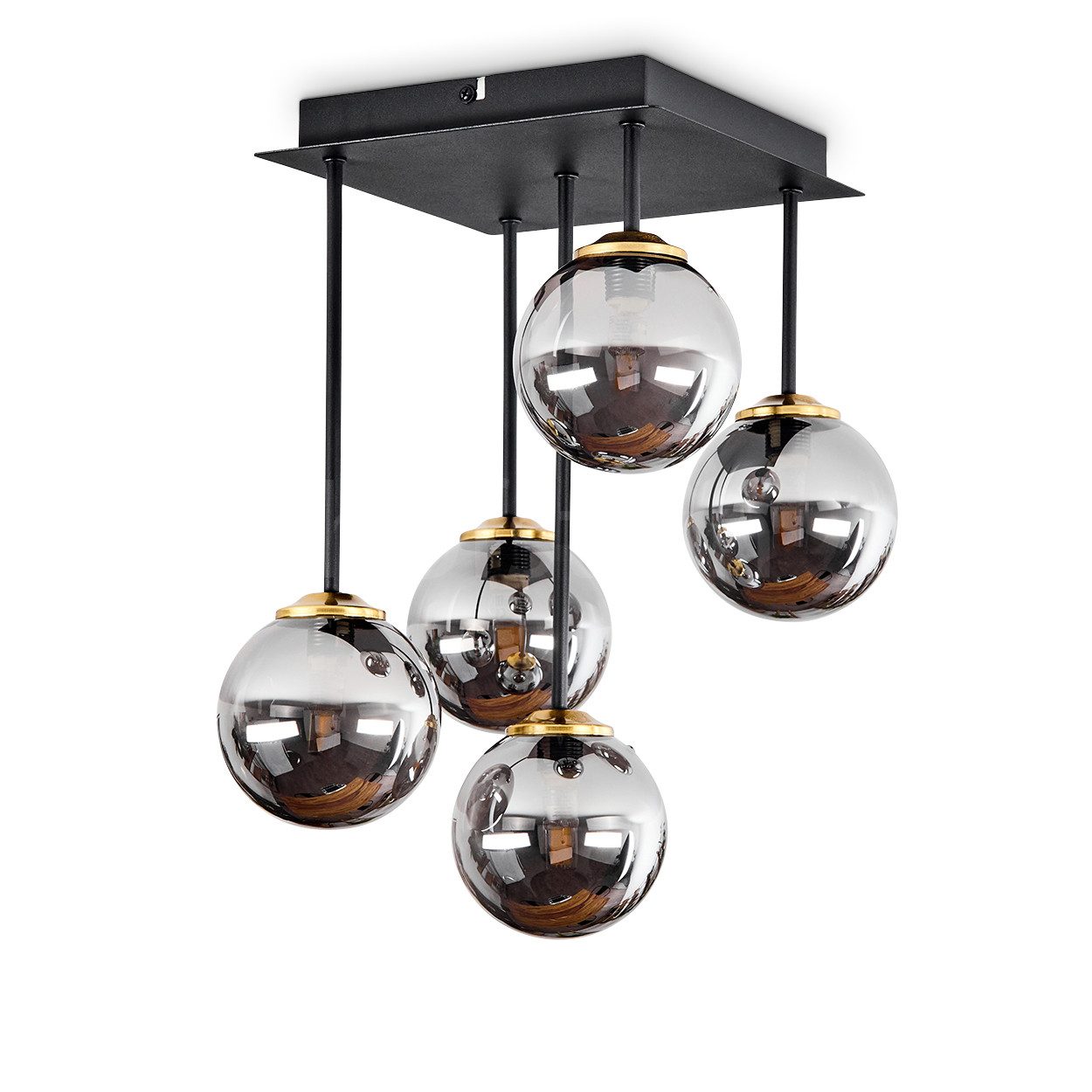 hofstein Deckenleuchte »Isorella« Deckenlampe aus Metall/Rauchglas in Schwa günstig online kaufen