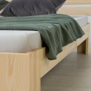 Homestyle4u Holzbett Doppelbett mit Matratze & Lattenrost 140x200 cm Bett Massiv