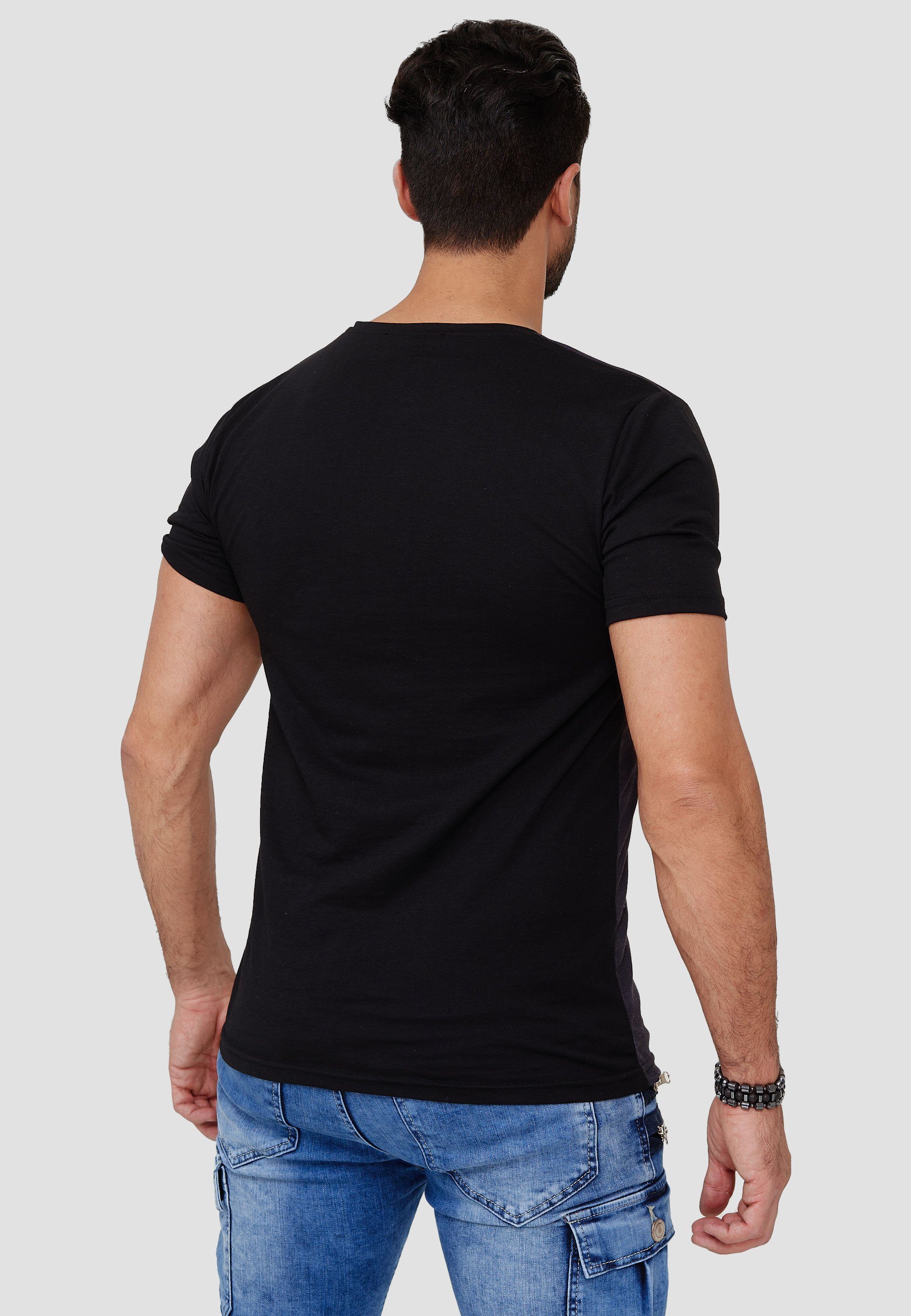 Kurzarmshirt TS-1608C 1-tlg., Casual OneRedox im Tee, Freizeit Polo T-Shirt modischem Design) (Shirt Fitness