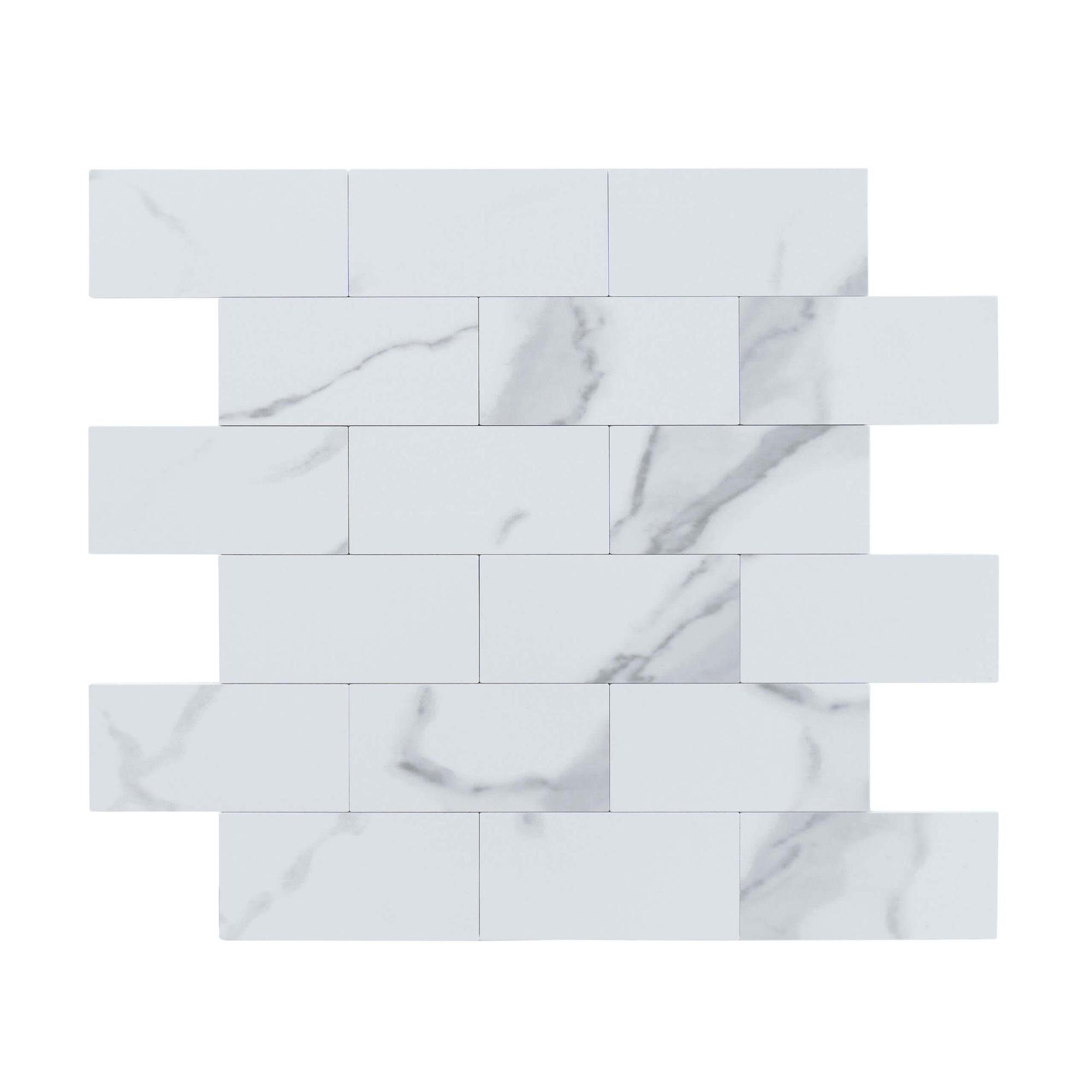Dalsys Wandpaneel 1m² 11 Stück selbstklebend, (Weiß Marmoroptik Steinoptik, 11-tlg., Wandfliese) feuchtigskeitsbeständig, einfach montiert, hochwertiges Material