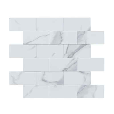 Dalsys Wandpaneel 1m² 11 Stück selbstklebend, (Weiß Marmoroptik Steinoptik, 11-tlg., Wandfliese) feuchtigskeitsbeständig, einfach montiert, hochwertiges Material