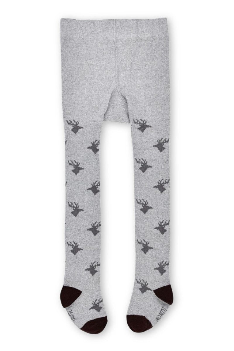 BONDI Trachtensocken Strumpfhose Baby/Kleinkind - HIRSCHE - grau melange