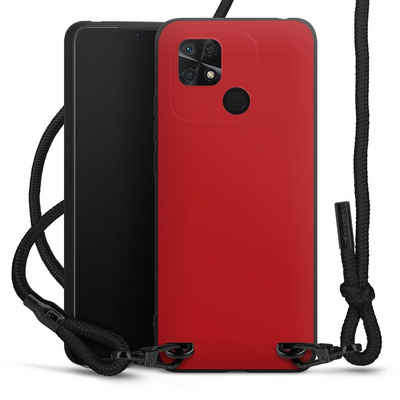 DeinDesign Handyhülle Rot einfarbig Farbe Karminrot, Xiaomi Redmi 10C Premium Handykette Hülle mit Band Case zum Umhängen