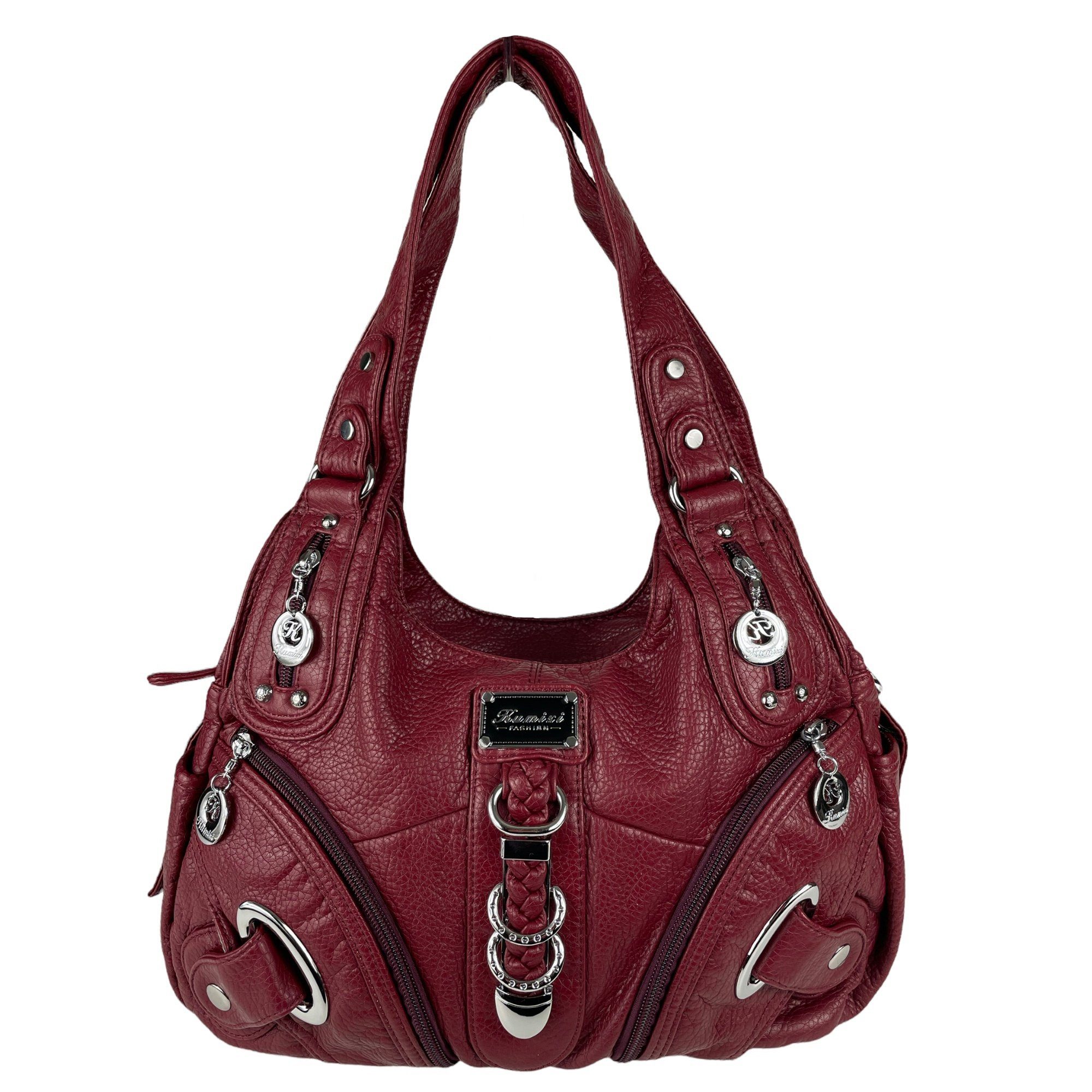 Taschen4life Schultertasche Damen, klassische Umhängetasche, Hobo AK11282, Handtasche mit abnehmbaren Schulterriemen, Innen- und Außenfächer