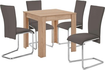 Homexperts Essgruppe Nick1-Mulan, (Set, 5-tlg), Tisch in eichefarben sägerau, Breite 80 cm