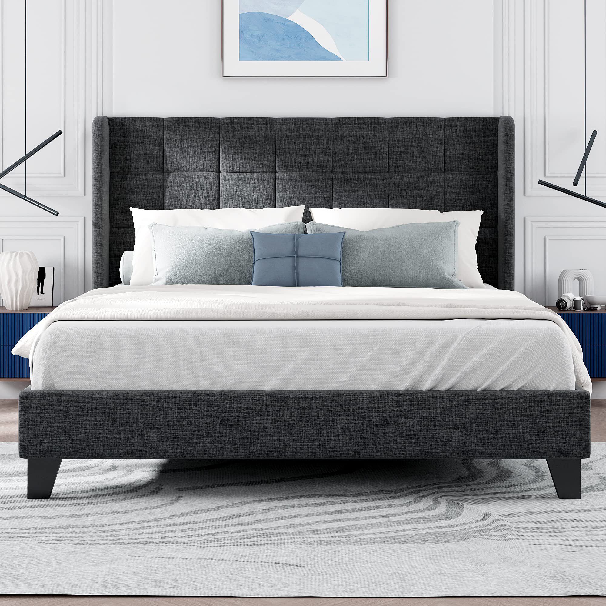 Flieks Polsterbett (1-tlg), Doppelbett Leinen 140x200cm günstig online kaufen