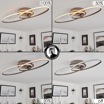 hofstein Deckenleuchte »Arce« runde Deckenlampe aus Metall/Kunststoff in Nickel-matt/weiß, 3000 Kelvin, LED, 3700 Lumen, dimmbar über herkömmlichen Lichtschalter