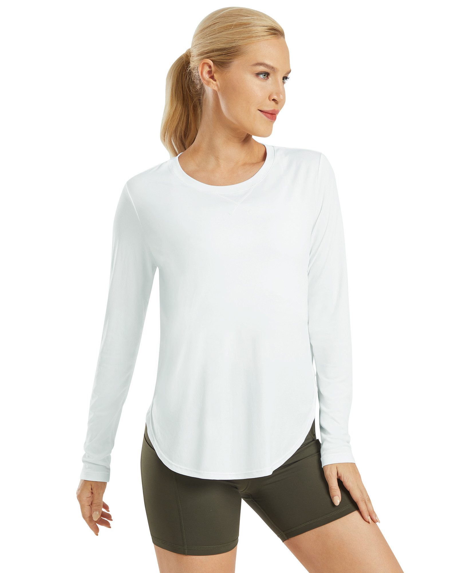 G4Free Langarmshirt Damen Langarmshirt UPF 50+ Atmungsaktiv Trainingsshirt UPF 50+ UV-Schutz,Schnelltrocknend,Atmungsaktiv, Hohe Seitenschlitze