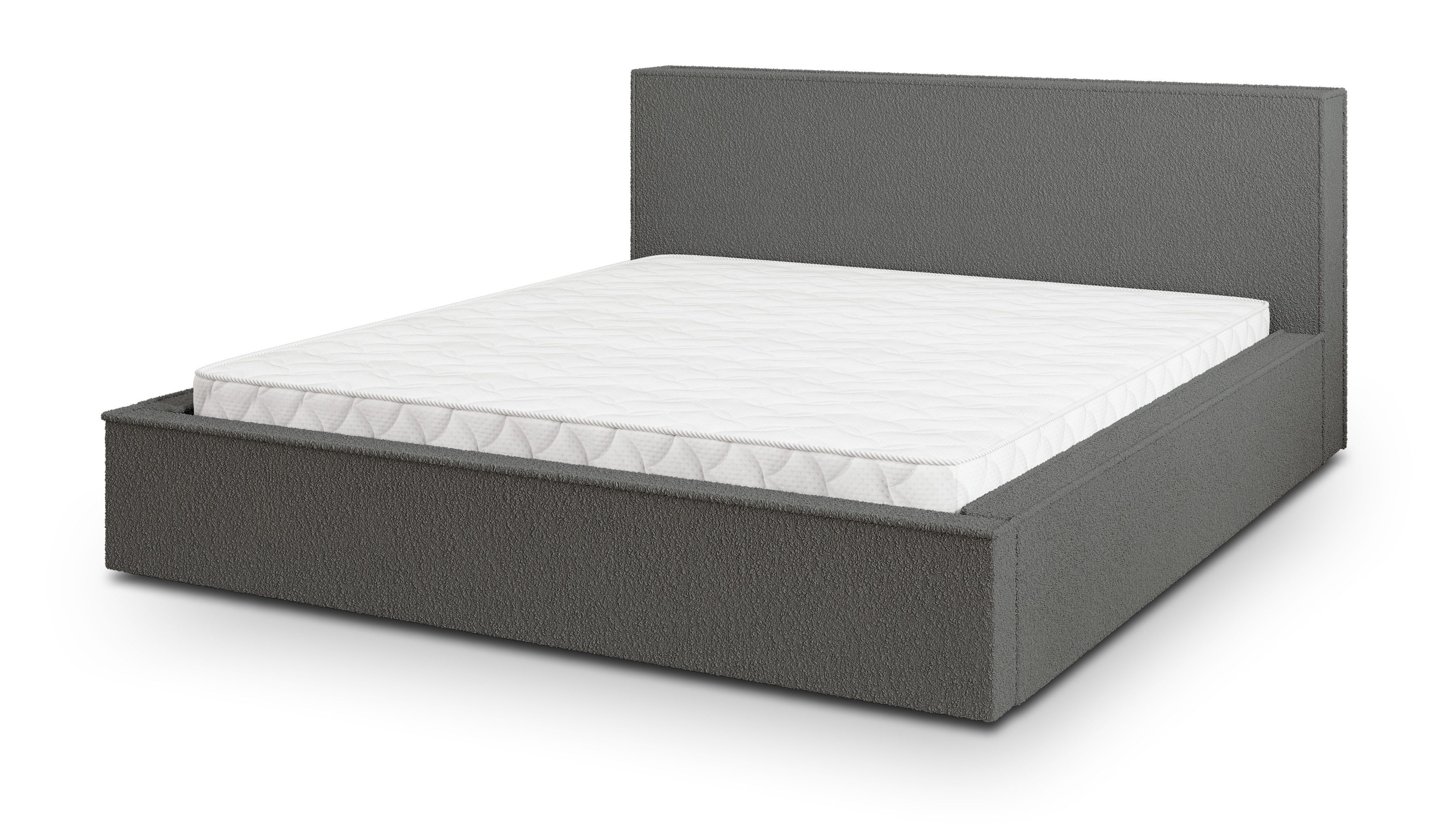 Masseno Polsterbett CELORA 180x200 cm grau (mit Bettkasten und Lattenrost)