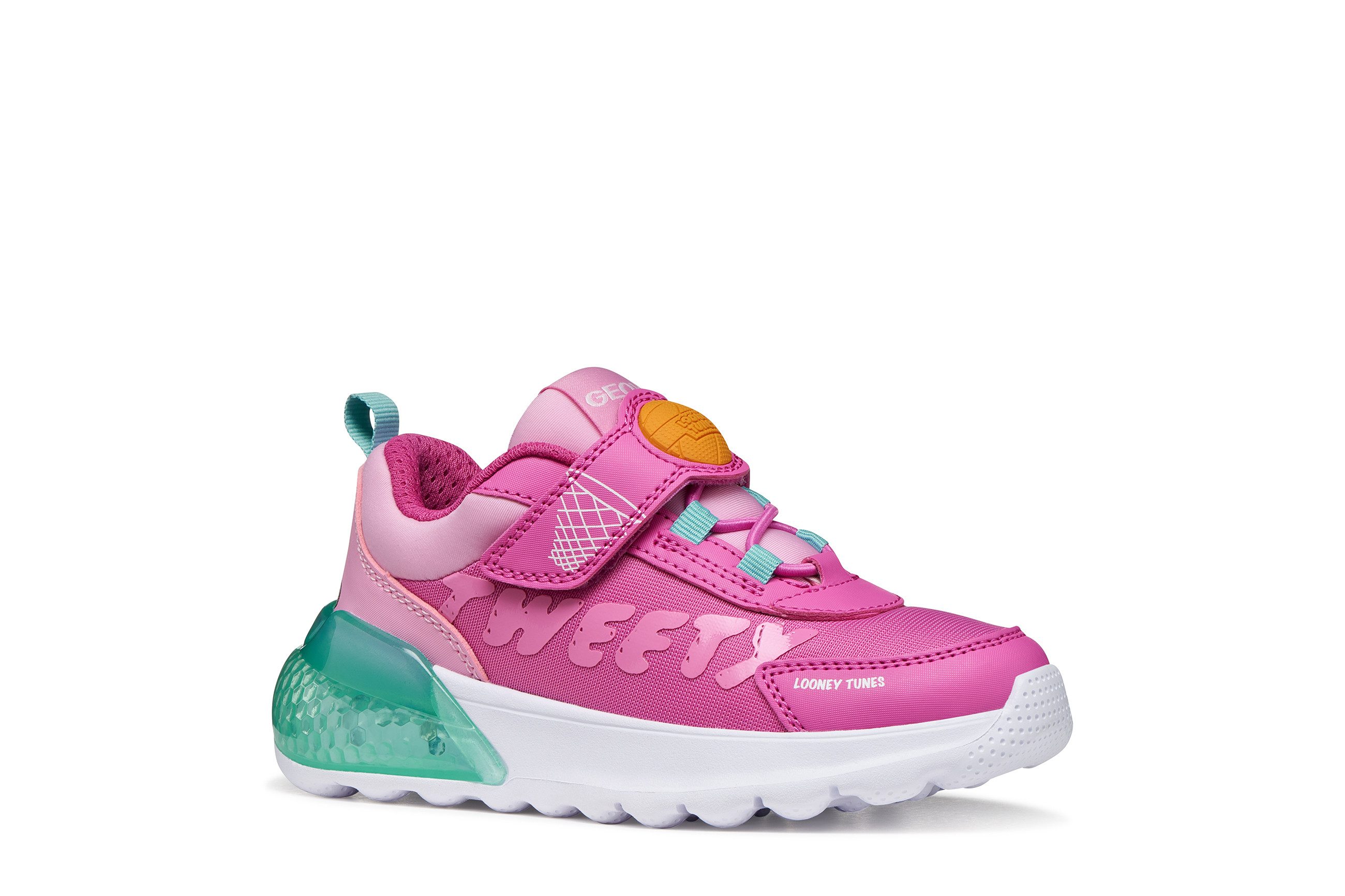 Geox Blinkschuh J ACTIVART ILLUMINUS Sneaker Halbschuh, Klettschuh, Blinkfunktion, Größenschablone zum Download