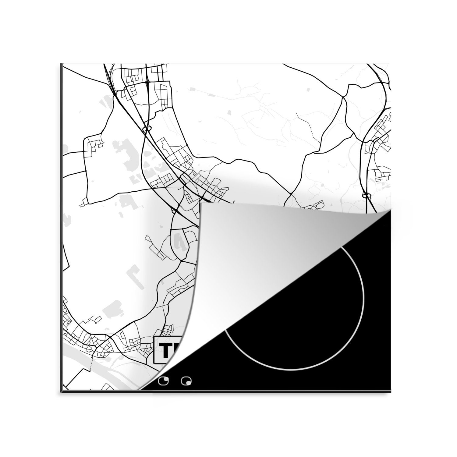 MuchoWow Herdblende-/Abdeckplatte Troisdorf - Karte - Stadtplan, Vinyl, (1 tlg), 78x78 cm, Ceranfeldabdeckung, Arbeitsplatte für küche