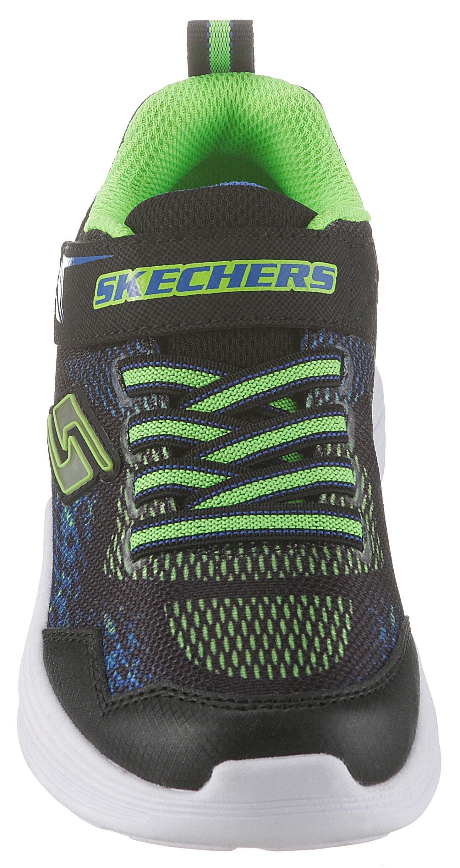 und Kids Sneaker Klettverschluss Gummiband schwarz-grün-blau Skechers Blinkschuh Erupters mit III