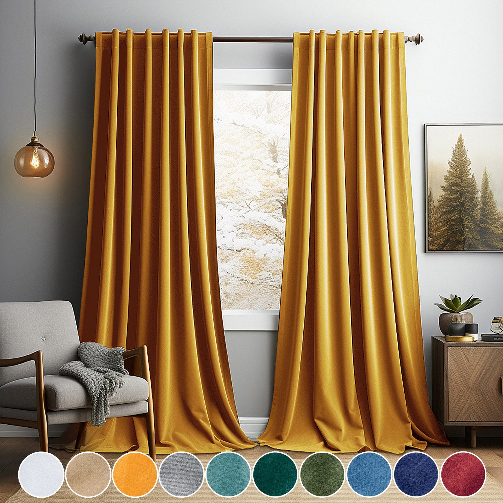 LMaxhome Verdunkelungsvorhang Blickdicht Samt Velvet Vorhang Gardinen Thermo Weihnachtsvorhänge Deko, (2 St), verdunkelnd, 132x213cm/244cm/274cm/305cm, Winter Verdickt