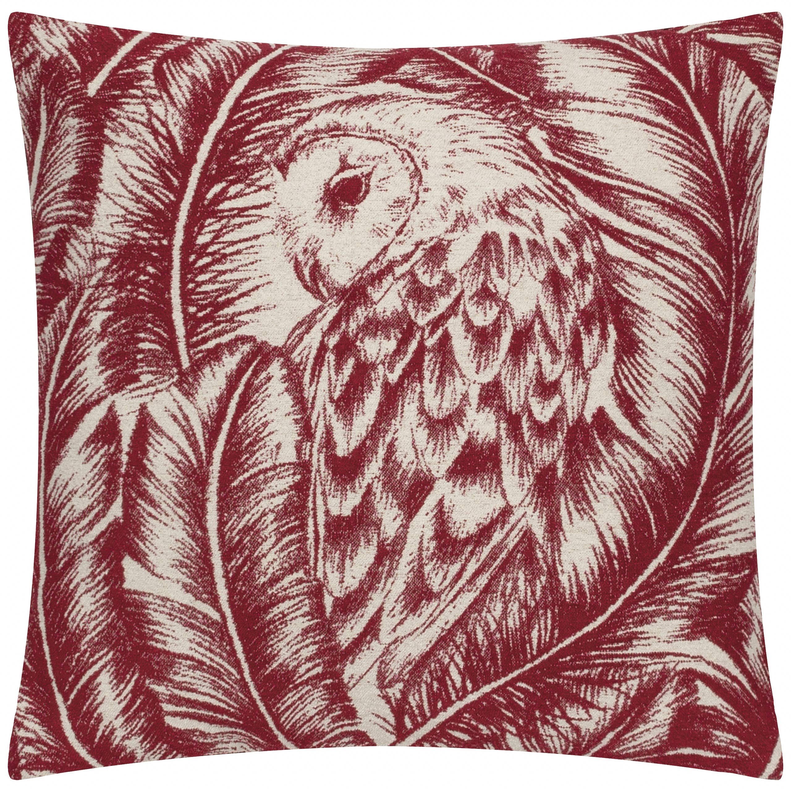 Riva Home Dekokissen Vintage Zierkissen Dekokissen Kunst Eulenmotiv in bordeaux 45x45 cm
