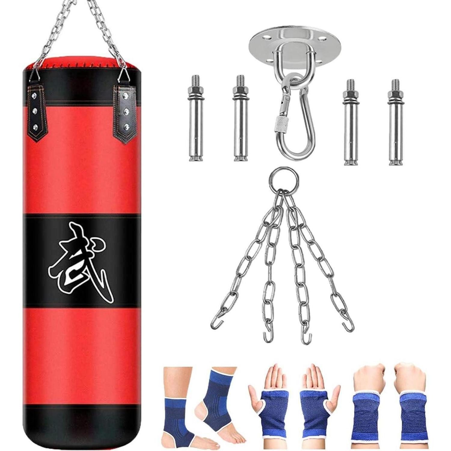Boxhandschuhe Boxsack hängend Punching Säcke Muay Martial Arts MMA 100x30 cm